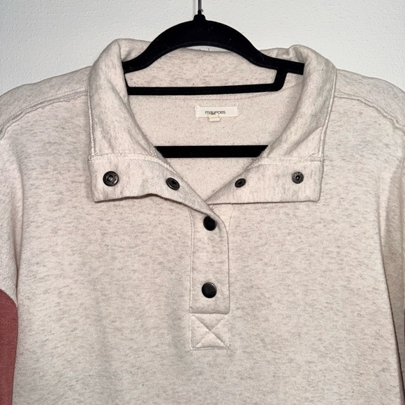 Maurices Snap Button Sweatshirt Cream Colorblock Sleeve Oversized Medium Women’s - Picture 3 of 11